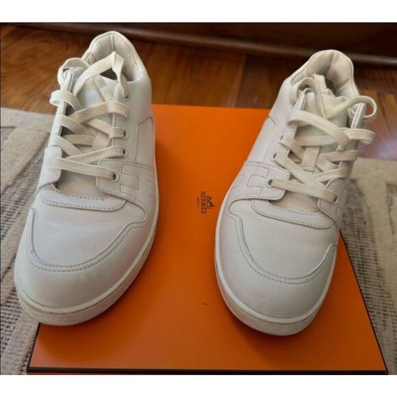 Hermes FREE EPSOM CALFSKIN / CALFSKIN WOMEN'S SNEAKER 375 90 BLANC sneakers.use - Picture 2 of 5
